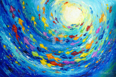 Sea swirl to the light Peinture intitulée "Sea swirl to the li…" par Olha, Œuvre d'art originale, Huile Monté sur Châssis en bois