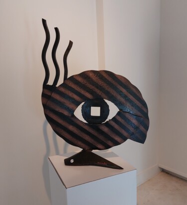 Sculpture titled "L' oeil" by Michel Sidobre, Original Artwork, Metals