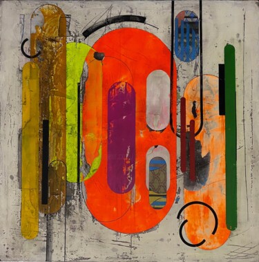 Pittura intitolato "Electric flow" da Christelle Riffet (Céhère), Opera d'arte originale, Acrilico Montato su Telaio per bar…