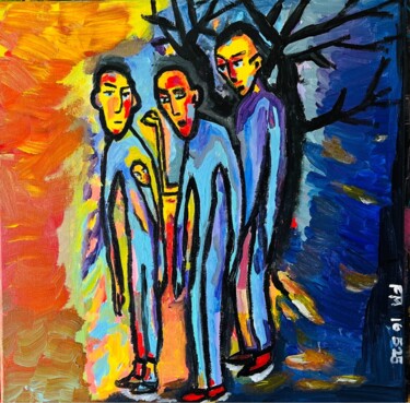Картина под названием "L'ENFANT CACHÉ II" - Frédérick Meunier, Подлинное произведение искусства, Акрил Установлен на Деревян…