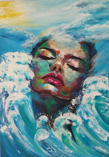 Dreaming of the Sea Peinture intitulée "Dreaming of the Sea" par Valentyna Loboda, Œuvre d'art originale, Acrylique Monté sur Châssis en bois