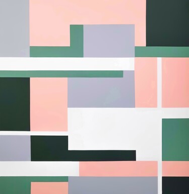 Linear Geometry 13 geometric composition Peinture intitulée "Linear Geometry 13…" par Veronika Obushikhina, Œuvre d'art originale, Acrylique