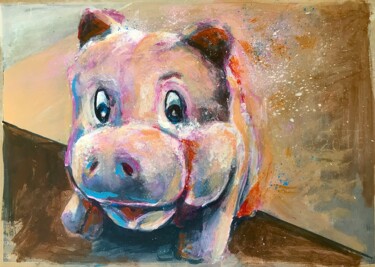 Pintura intitulada "The funny pig" por Michael Rehr-Hoffmann, Obras de arte originais, Acrílico