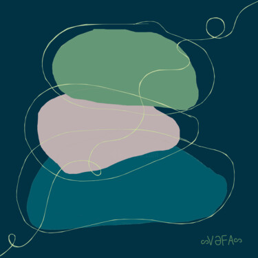 Zen Minimalism. Earth. Stones. Japandi - Print Arts numériques intitulée "Zen Minimalism. Ear…" par Vafa Majidli, Œuvre d'art originale, Peinture numérique