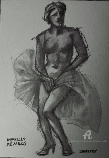 Peinture intitulée "Merilyn de Mylos" par Slobodan Spasojevic (Spaki), Œuvre d'art originale, Pastel