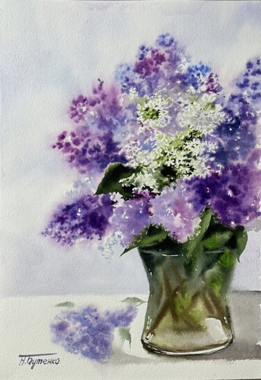 Riot of lilacs, watercolor painting