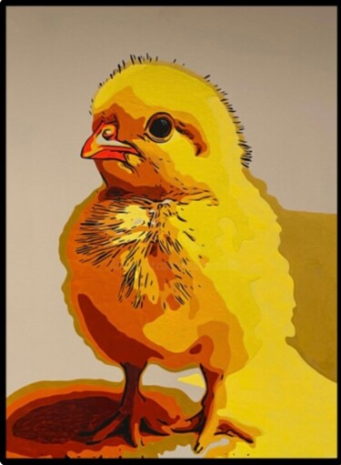 绘画 标题为“Chick popart  by Ce…” 由Christelle Riffet (Céhère), 原创艺术品, 丙烯 安装在纸板上