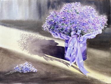 Bouquet from granddaughter, watercolor painting