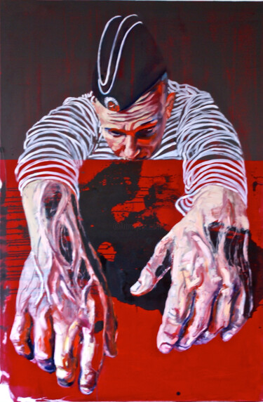 Schilderij getiteld "Reclining sailor" door Gennadiy V. Ivanov, Origineel Kunstwerk, Olie
