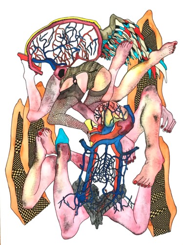 Dessin intitulée "Anatomie 3" par Julie Lorinet, Œuvre d'art originale, Aquarelle