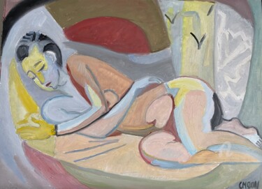 "Eve rêve ..." Peinture intitulée ""Eve rêve ..."" par Claire Marie Gay, Œuvre d'art originale, Huile Monté sur Panneau de bois