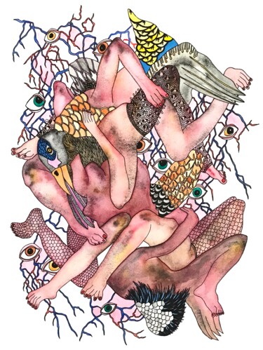 Dessin intitulée "Anatomie 6" par Julie Lorinet, Œuvre d'art originale, Aquarelle