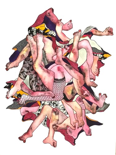 Dessin intitulée "Anatomie 7" par Julie Lorinet, Œuvre d'art originale, Aquarelle
