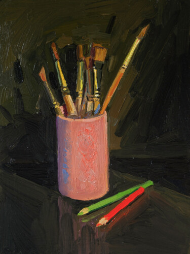 Art Supplies Painting titled "Art Supplies" by Serhii Zavadenko, Original Artwork, Oil