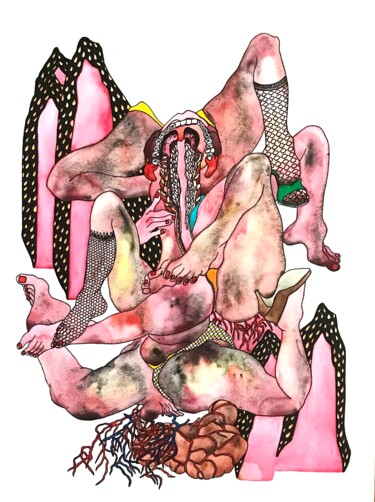 Dessin intitulée "Anatomie 5" par Julie Lorinet, Œuvre d'art originale, Aquarelle