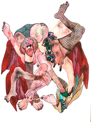 图画 标题为“Anatomie 8” 由Julie Lorinet, 原创艺术品, 水彩