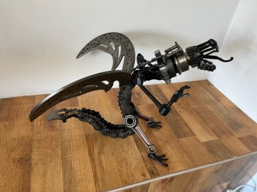 Sculptuur getiteld "Dragon Déchainé" door Sylvain Arondel (ATELIER CREATION LA FORGE), Origineel Kunstwerk, Metalen