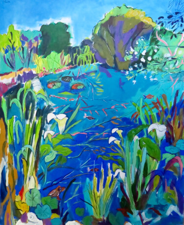 Pittura intitolato "Estanque con calas" da Silvia Sierra Sanchez, Opera d'arte originale, Acrilico Montato su Telaio per bar…