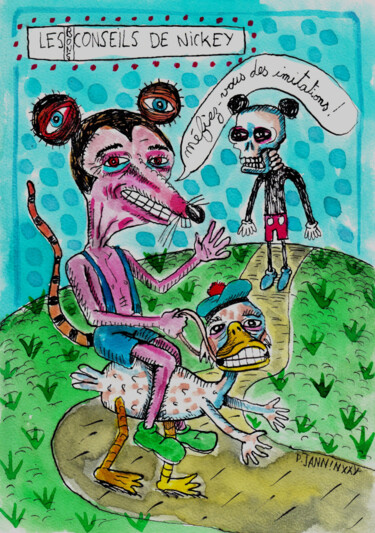 Drawing titled "Les bons conseils d…" by Patrick Jannin, Original Artwork, Ink