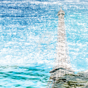 Paris mon amour 14 square - Tribute to Paris Tour Eiffel Fotografia intitolato "Paris mon amour 14…" da Bruno Houdayer, Opera d'arte originale, Fotografia manipolata Montato su Allu…