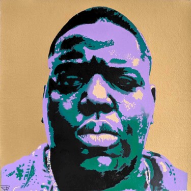 Portrait Notorious BIG Pintura intitulada "Portrait Notorious…" por G.C.Popartist, Obras de arte originais, Acrílico