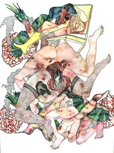 Dessin intitulée "Chaussette" par Julie Lorinet, Œuvre d'art originale, Aquarelle