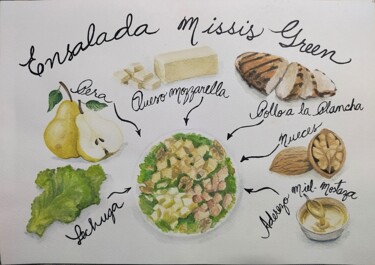 「Ensalada Missis Gre…」というタイトルの絵画 Hildamiana Torresによって, オリジナルのアートワーク, 水彩画