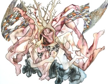 Dessin intitulée "Arbre" par Julie Lorinet, Œuvre d'art originale, Aquarelle