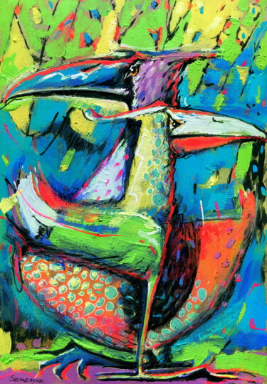Abstract Birdies. Flight Plan Peinture intitulée "Abstract Birdies. F…" par Evgen Semenyuk, Œuvre d'art originale, Acrylique