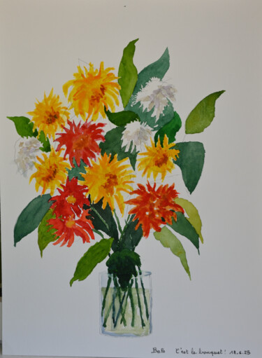 Peinture intitulée "C'est le bouquet" par Bernard Pothier, Œuvre d'art originale, Aquarelle