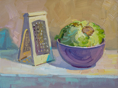 Still Life with Cabbage Pittura intitolato "Still Life with Cab…" da Serhii Zavadenko, Opera d'arte originale, Olio