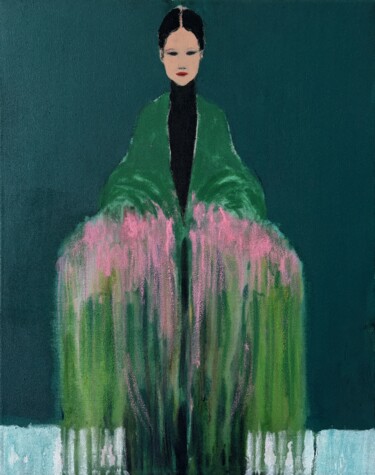 The Girl with Bouquet Peinture intitulée "The Girl with Bouqu…" par Incognito, Œuvre d'art originale, Acrylique