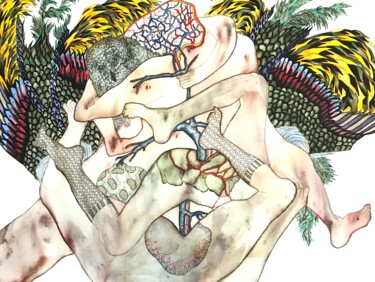 Dessin intitulée "Chouette" par Julie Lorinet, Œuvre d'art originale, Aquarelle