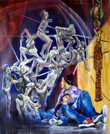 Peinture intitulée "Grey People , Skint" par Gennadiy V. Ivanov, Œuvre d'art originale, Huile