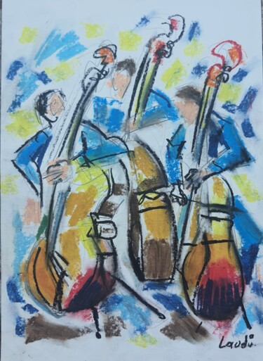 제목이 "Les contrebassistes"인 그림 Laudu로, 원작, 파스텔