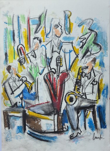 제목이 "La Chanteuse"인 그림 Laudu로, 원작, 파스텔