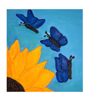 Painting titled "Dancing Through Pet…" by Metierbykerris, Original Artwork, Acrylic