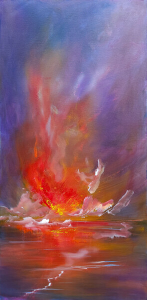 Peinture intitulée "Red Sky at Sunset" par Sophia Kühn, Œuvre d'art originale, Acrylique Monté sur Châssis en bois