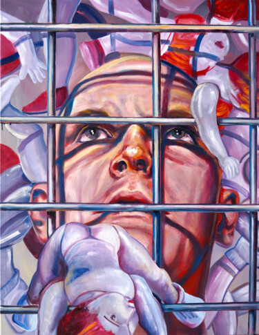 Pittura intitolato "The dolls prisoner" da Gennadiy V. Ivanov, Opera d'arte originale, Olio