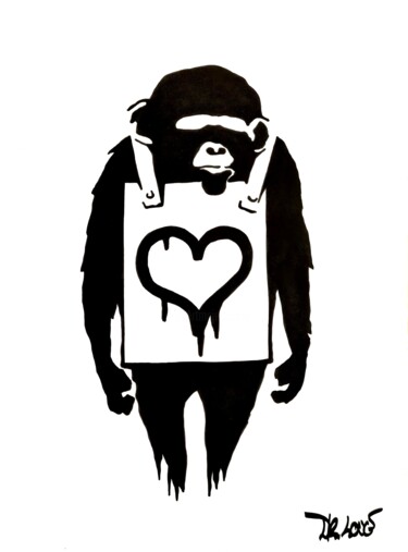 Ζωγραφική με τίτλο "Love Monkey ( Tribu…" από Dr. Love, Αυθεντικά έργα τέχνης, Μαρκαδόρος