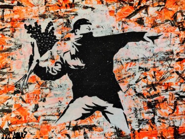 Street rebel ORANGE ( Tribute to Banksy ) 绘画 标题为“Street rebel ORANGE…” 由Dr. Love, 原创艺术品, 丙烯