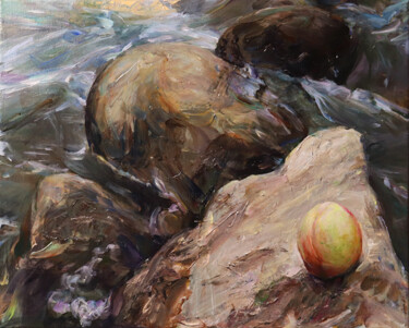 제목이 "The Peach That Came…"인 미술작품 Hoho Kuo로, 원작, 아크릴 나무 들것 프레임에 장착됨