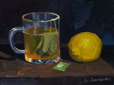 Tea with Lemon Pittura intitolato "Tea with Lemon" da Serhii Zavadenko, Opera d'arte originale, Olio