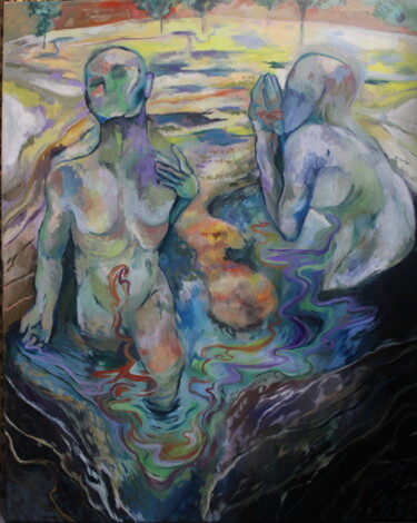 Pintura intitulada "EL MUNDO" por Ares Parabellum, Obras de arte originais, Óleo Montado em Armação em madeira