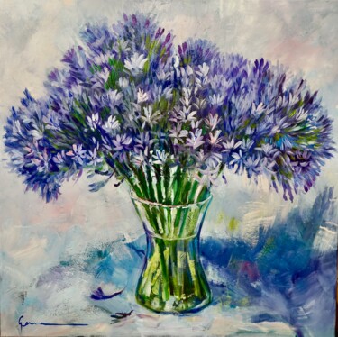 绘画 标题为“Agapanthus bouquet” 由Gennadiy V. Ivanov, 原创艺术品, 油
