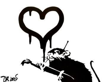 Love rat ( Tribute to Banksy ) by Dr. Love Peinture intitulée "Love rat ( Tribute…" par Dr. Love, Œuvre d'art originale, Marqueur