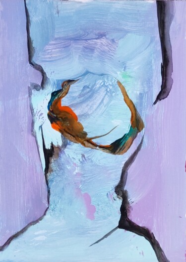 Painting titled "Extinct unnamed bird" by Milto Sideris, Original Artwork, Acrylic