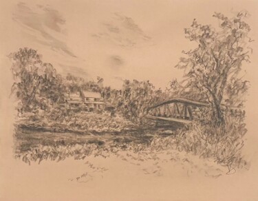 Σχέδιο με τίτλο "Landscape with litt…" από Victoria General, Αυθεντικά έργα τέχνης, Μολύβι