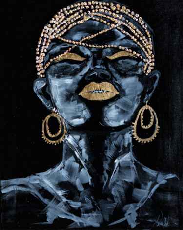 Painting "African girl" (gold leaf) 绘画 标题为“Painting "African g…” 由Svetlana, 原创艺术品, 丙烯 安装在木质担架架上