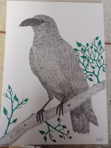 Drawing titled "Corvo" by Kenidy Oliveira, Original Artwork, Marker